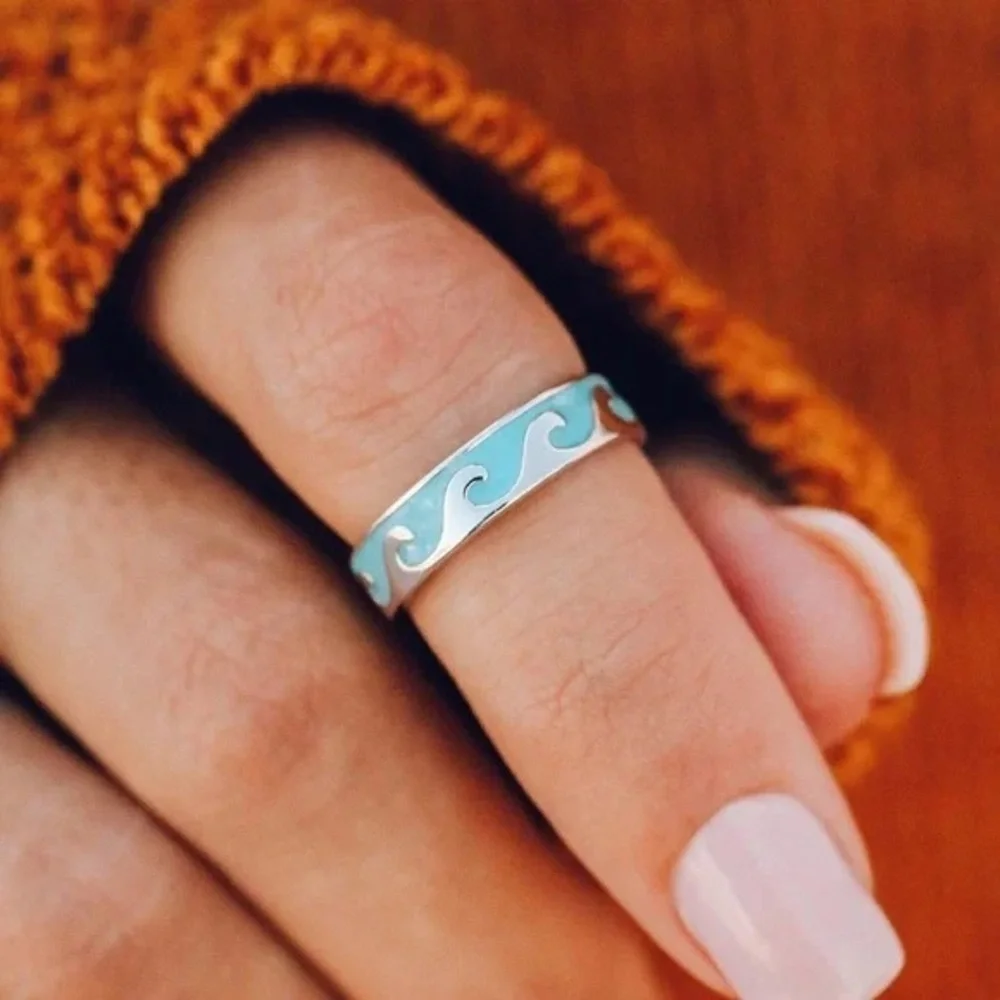 ❄️ Pura Vida | Reversible Enamel Wave Ring Silver or Rose Gold Various Beach